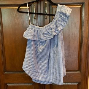 Valent Heart One Shoulder Striped Top Sz M